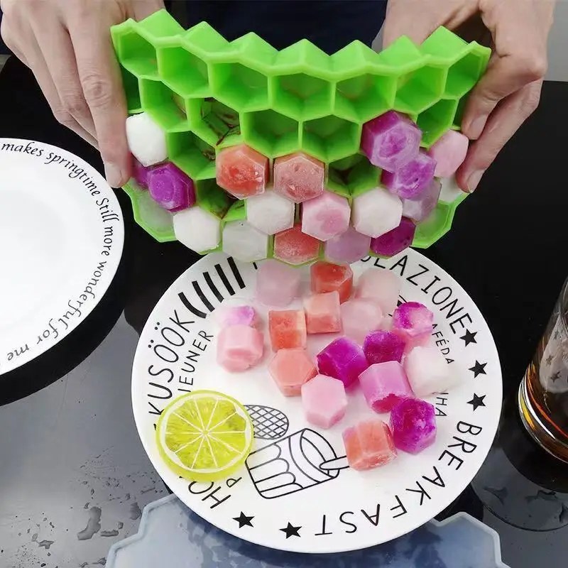  1PCS Honeycomb 37 Lattice Tray Maker With Lid DIY Ice Mold Ice Cube Maker - KD105