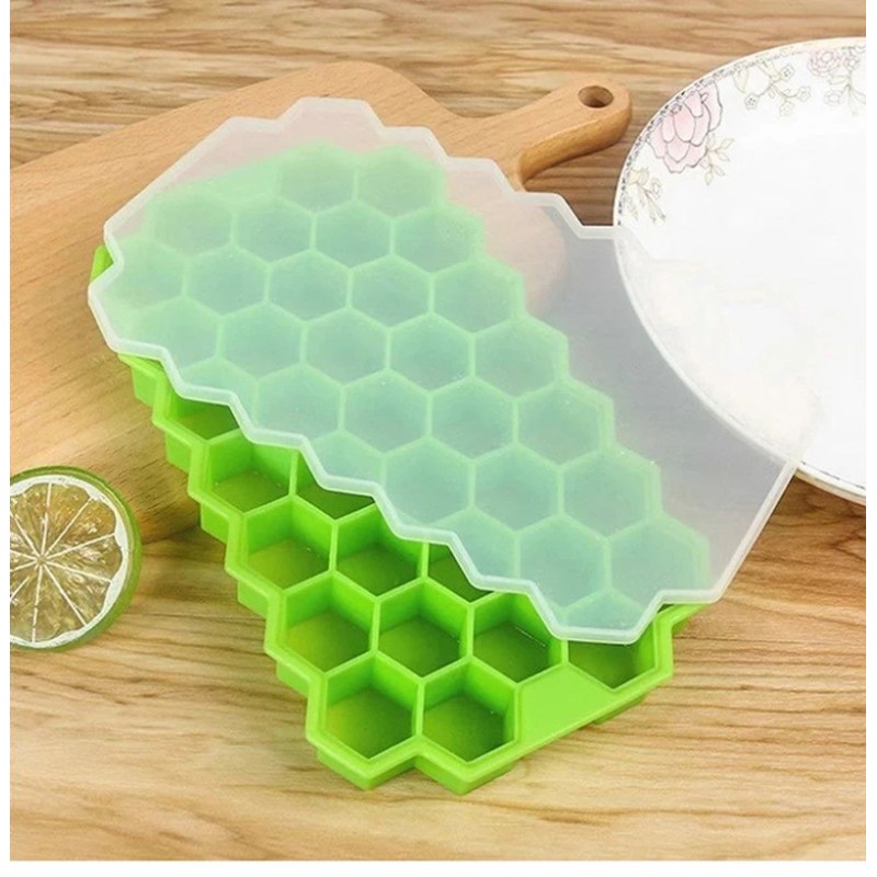  1PCS Honeycomb 37 Lattice Tray Maker With Lid DIY Ice Mold Ice Cube Maker - KD105