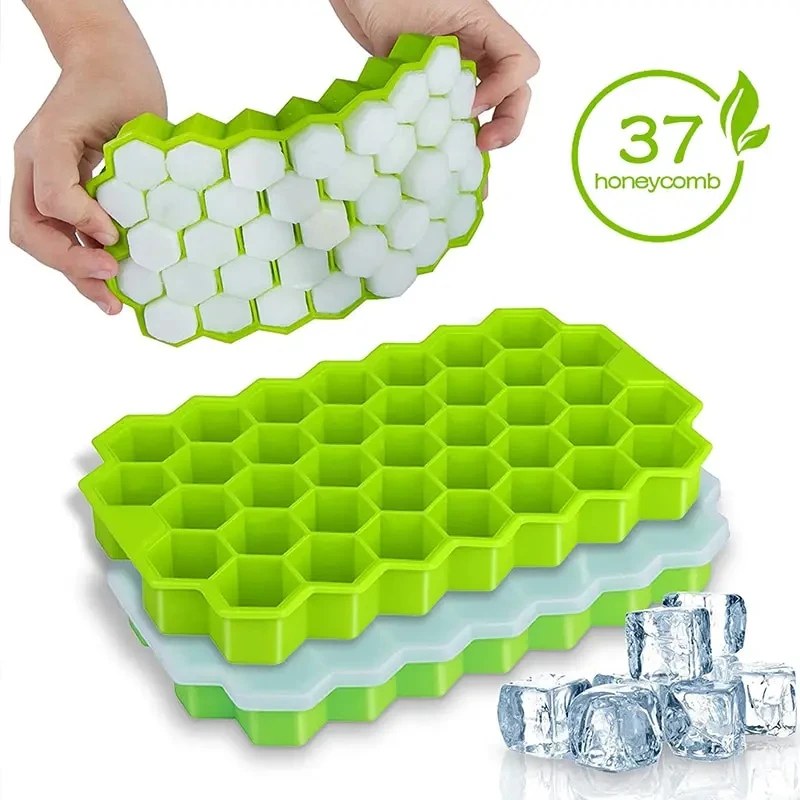  1PCS Honeycomb 37 Lattice Tray Maker With Lid DIY Ice Mold Ice Cube Maker - KD105