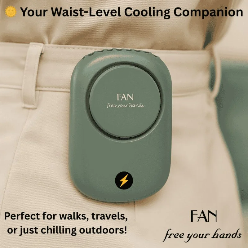 Portable Waist Hanging Mini Fan – USB Rechargeable Cooling Fan _000310