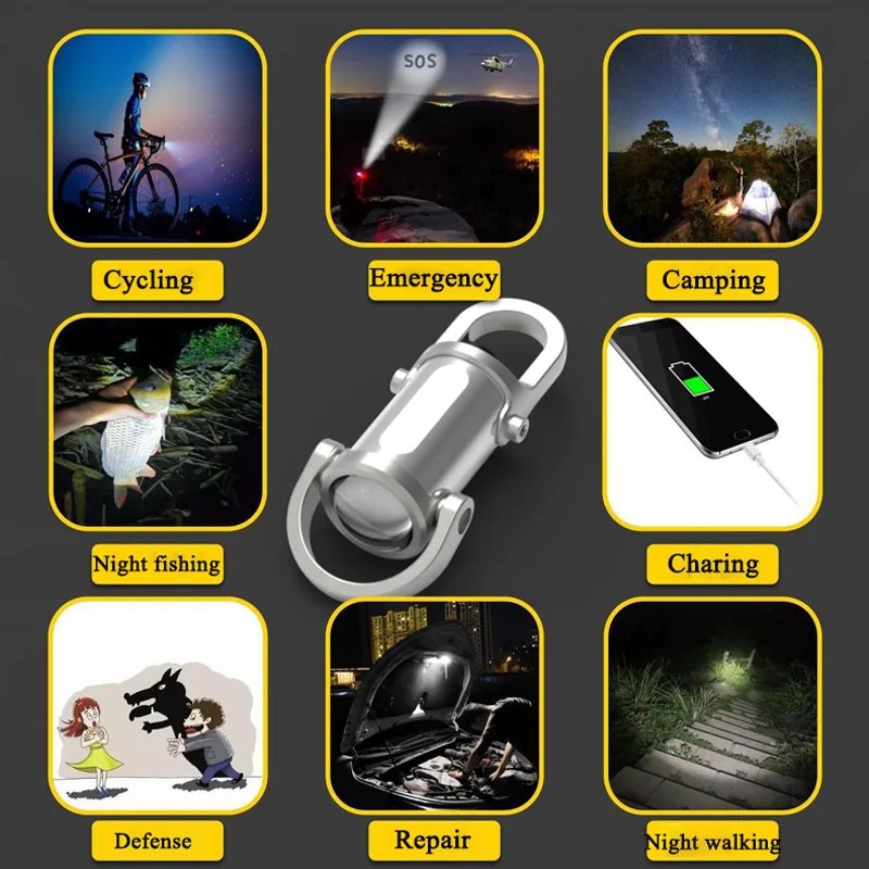 7 Modes High Power LED + COB Keychain Flashlight With Type-C_000755