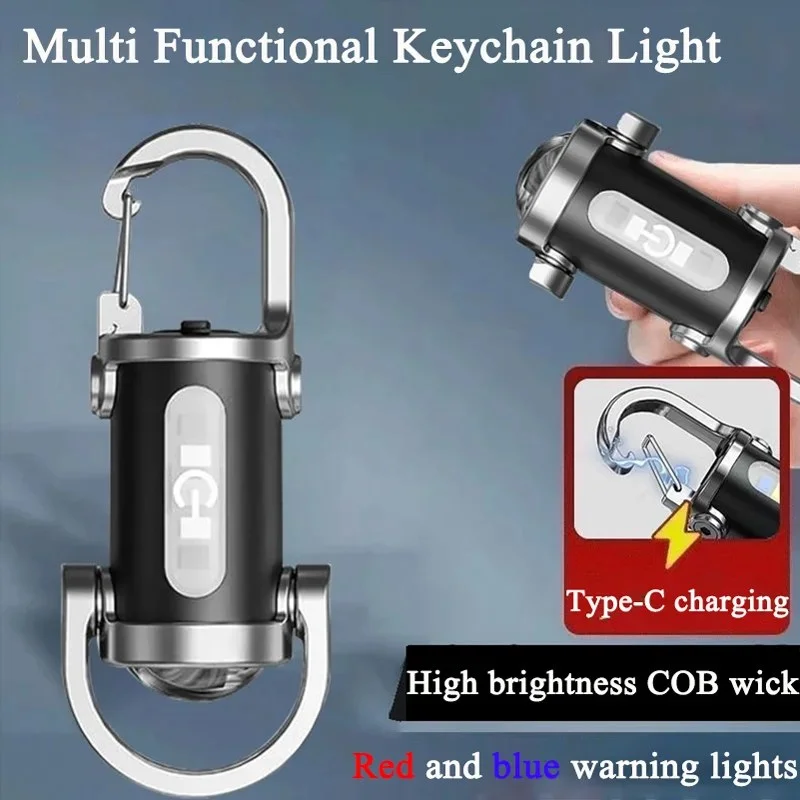 7 Modes High Power LED + COB Keychain Flashlight With Type-C_000755