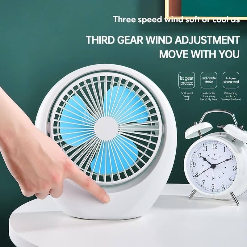 Quiet Cool Mini Portable Desk Fan | USB Rechargeable Adjustable Table Fan for Home, Camping & Car