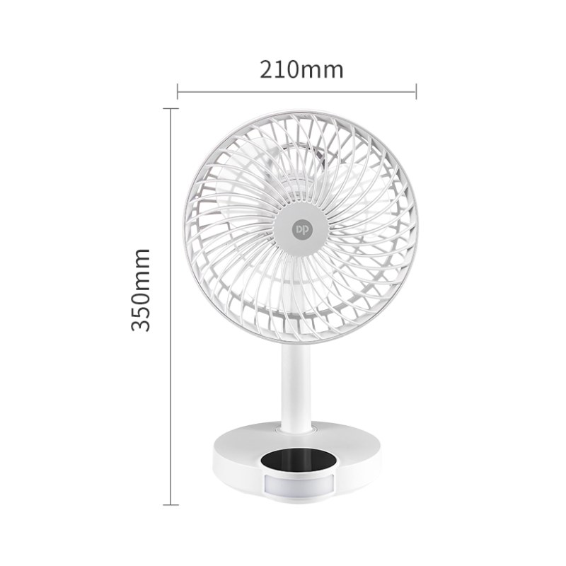 DP-7626 USB Rechargeable Mini Table Fan | Portable Desk Fan with LED Torch & Emergency Light (4000mAh)