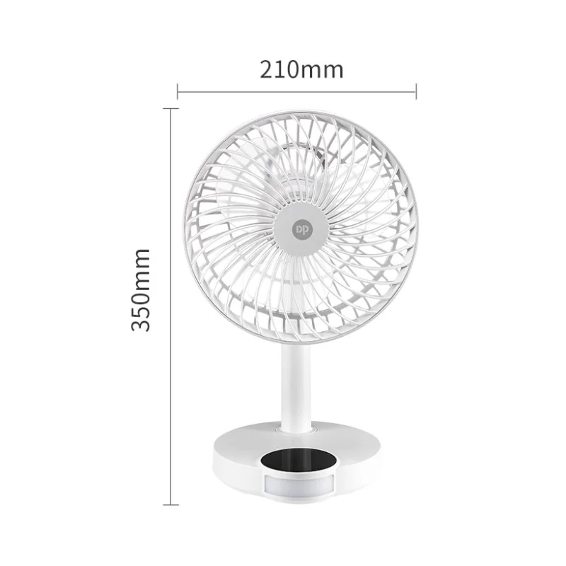 DP-7626 USB Rechargeable Mini Table Fan | Portable Desk Fan with LED Torch & Emergency Light (4000mAh)