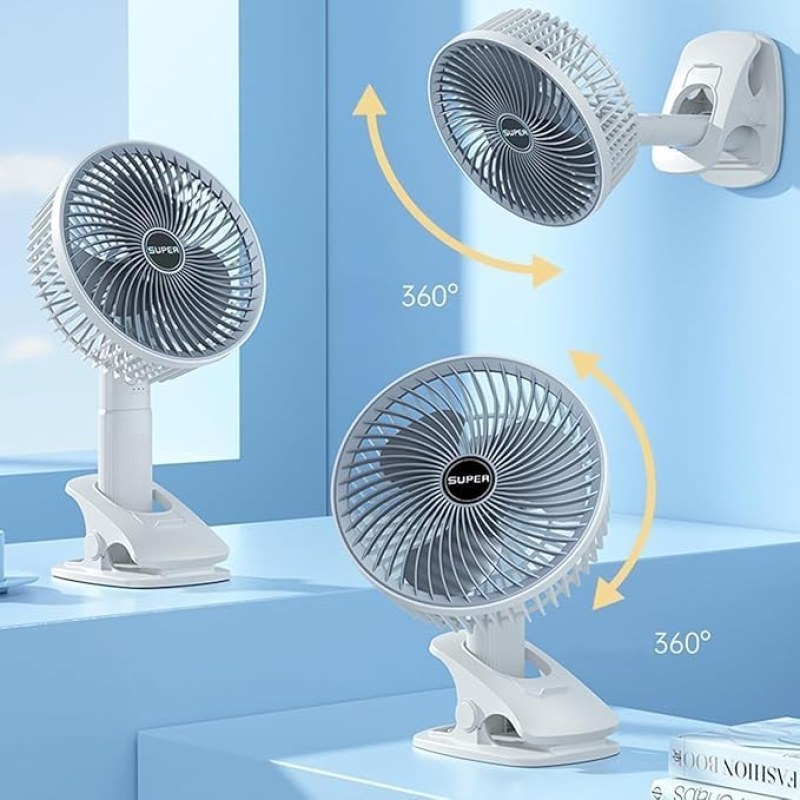 9-Inch Mini Folding Pedestal Fan | Portable USB Rechargeable Standing & Table Desk Fan