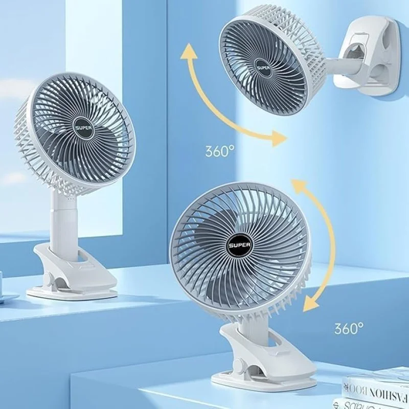 9-Inch Mini Folding Pedestal Fan | Portable USB Rechargeable Standing & Table Desk Fan