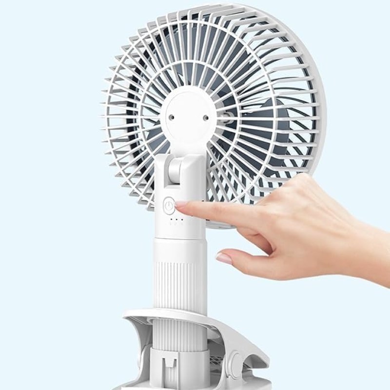 9-Inch Mini Folding Pedestal Fan | Portable USB Rechargeable Standing & Table Desk Fan