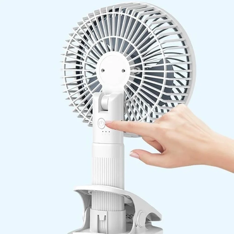 9-Inch Mini Folding Pedestal Fan | Portable USB Rechargeable Standing & Table Desk Fan