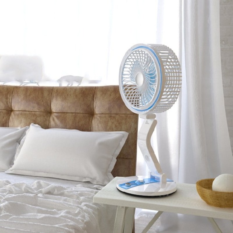LR-2018 Portable Table Fan with LED Light | Rechargeable Mini Desktop Fan