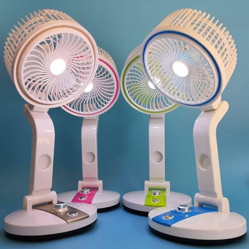 LR-2018 Portable Table Fan with LED Light | Rechargeable Mini Desktop Fan