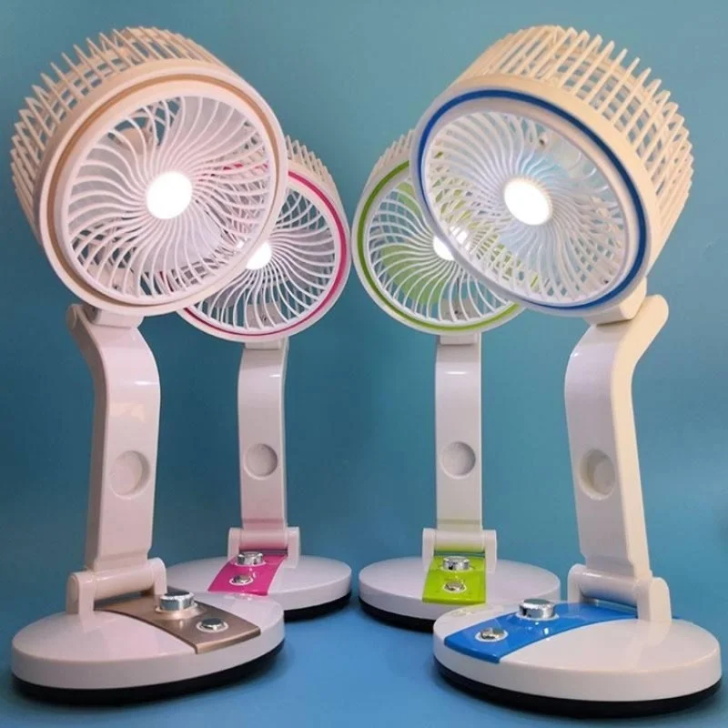 LR-2018 Portable Table Fan with LED Light | Rechargeable Mini Desktop Fan