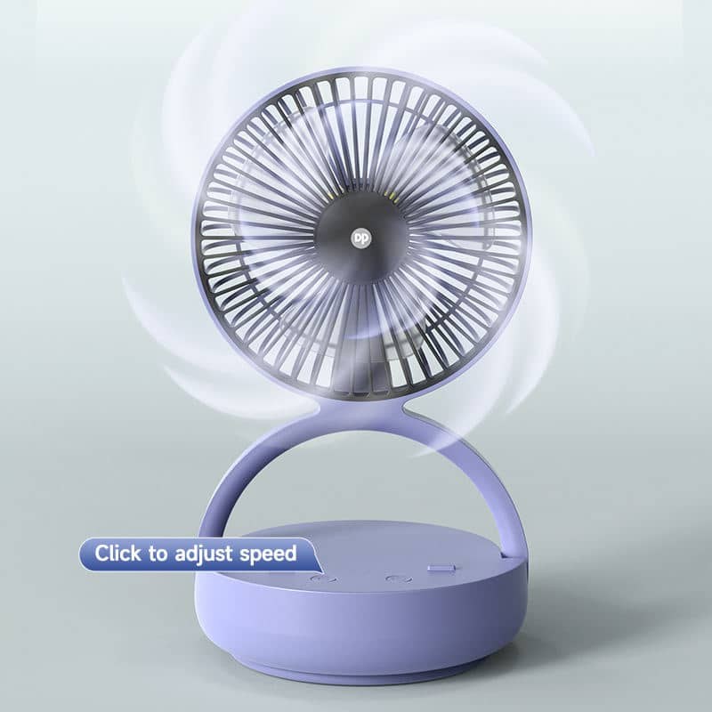 DP-7637 Automatic Rotating Rechargeable Mini Table Fan | 8000mAh Desk Fan with LED Emergency Light