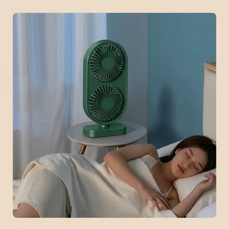 120° Adjustable Double Head Desk Fan 4000mAh | 4-Speed Rechargeable Fan