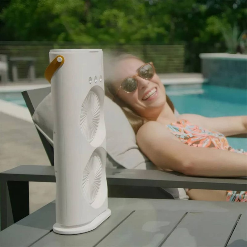 Double-Head Air Cooler Mist Fan with 3 Speeds, Night Light & Remote