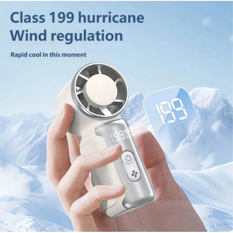 Portable Turbo Fan with LED Display | 5-Speed USB-C Rechargeable Pocket Fan