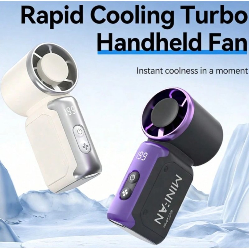 Portable Turbo Fan with LED Display | 5-Speed USB-C Rechargeable Pocket Fan