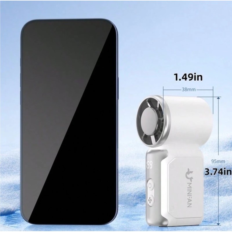 Portable Turbo Fan with LED Display | 5-Speed USB-C Rechargeable Pocket Fan
