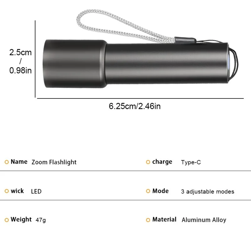 004 Mini Portable LED Flashlight USB Rechargeable Pocket Light-000971