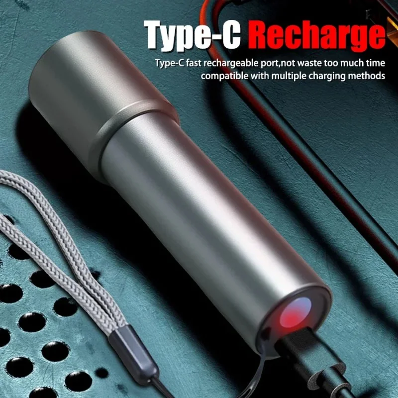 004 Mini Portable LED Flashlight USB Rechargeable Pocket Light-000971
