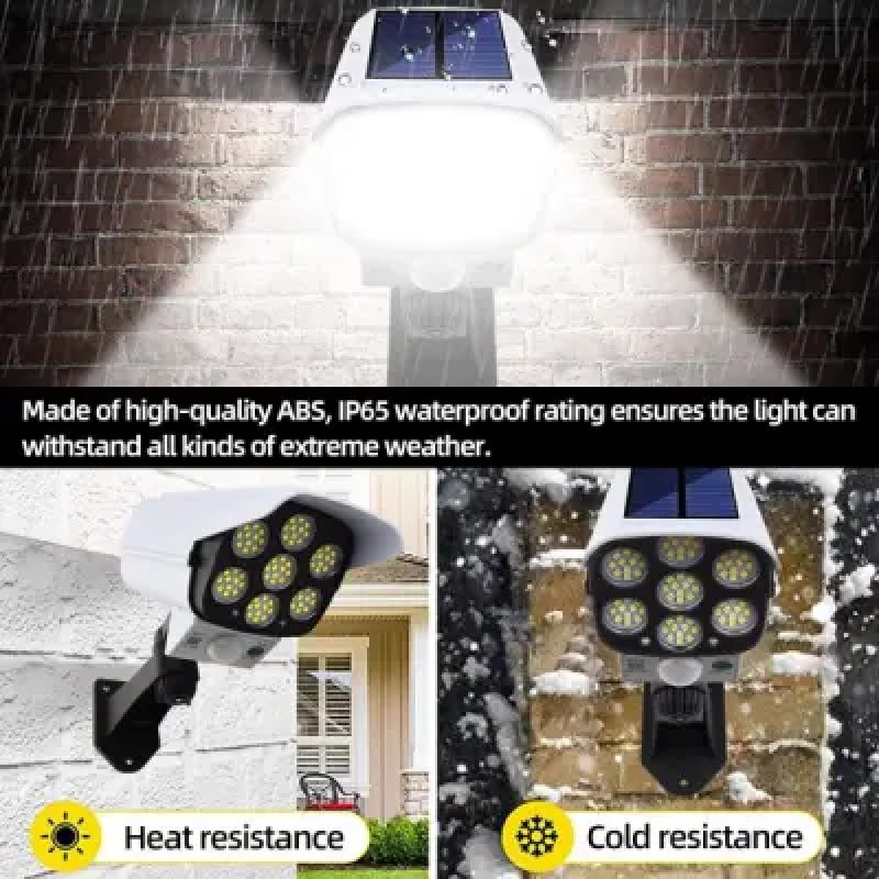 77 LED Solar Security Light with Dummy Camera Design, PIR Motion Sensor & Remote Control-000973