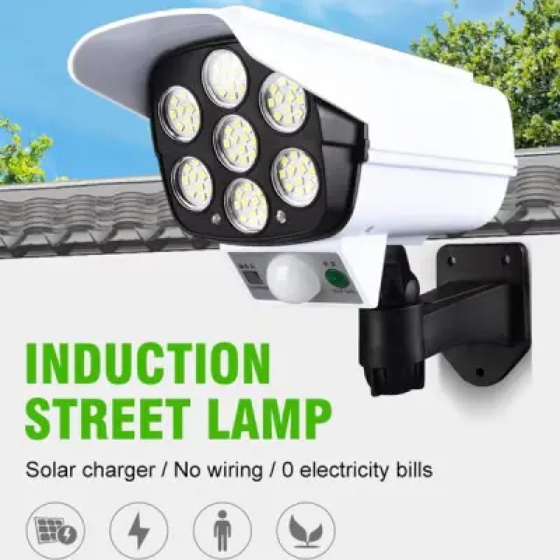 77 LED Solar Security Light with Dummy Camera Design, PIR Motion Sensor & Remote Control-000973