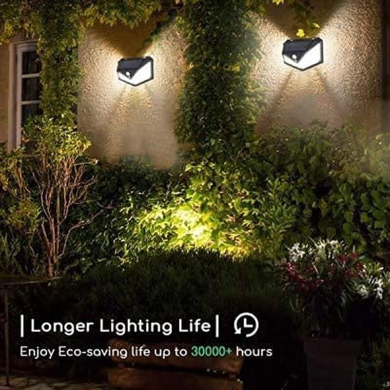 100 LED Solar Wall Light with PIR Motion Sensor | 4-Sided Outdoor Security Light_000984