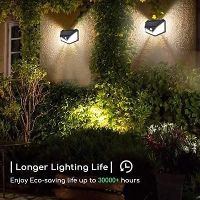 100 LED Solar Wall Light with PIR Motion Sensor | 4-Sided Outdoor Security Light_000984