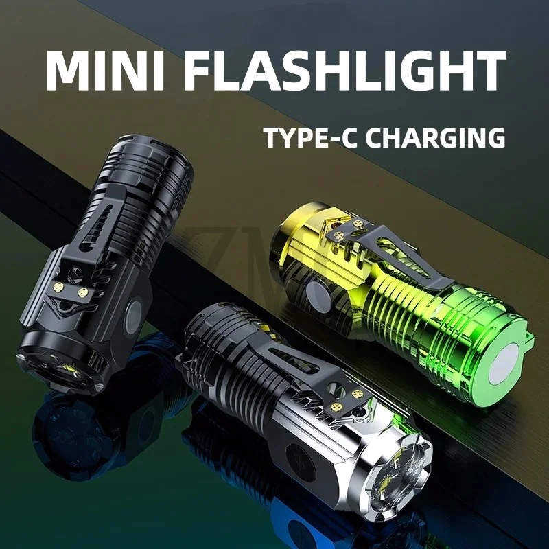 Rechargeable Mini 3-LED Flashlight with Pen Clip & Magnetic Tail – USB Charging Portable Torch - 001004