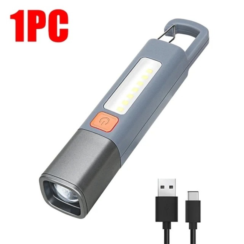 Super Bright COB LED Mini Flashlight – XPE Zoomable Rechargeable Waterproof Torch with Side Light