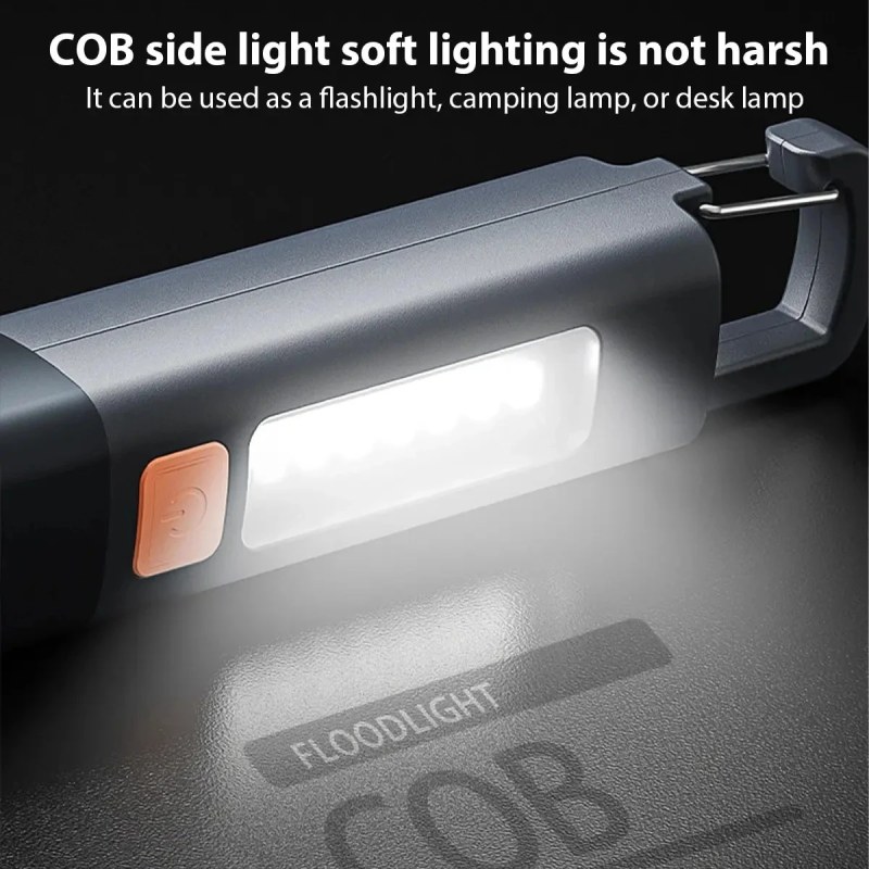 Super Bright COB LED Mini Flashlight – XPE Zoomable Rechargeable Waterproof Torch with Side Light