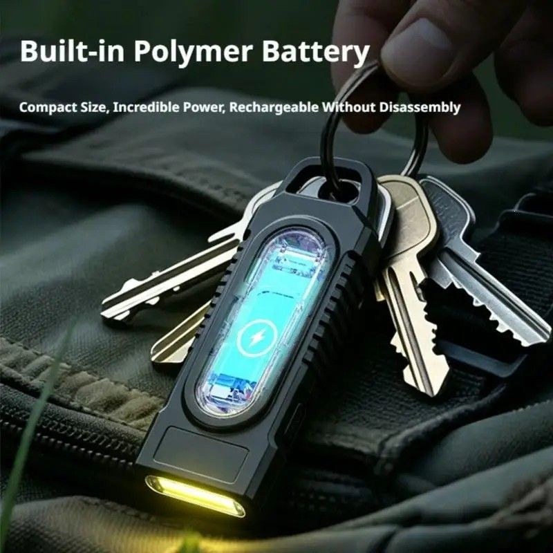 USB-C Rechargeable Keychain Flashlight | COB LED Pocket Work Light