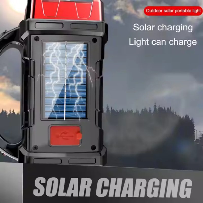 38W Portable Solar Spotlight LED Lantern with COB Light, USB Rechargeable & 5000mAh Power Bank HB-1678