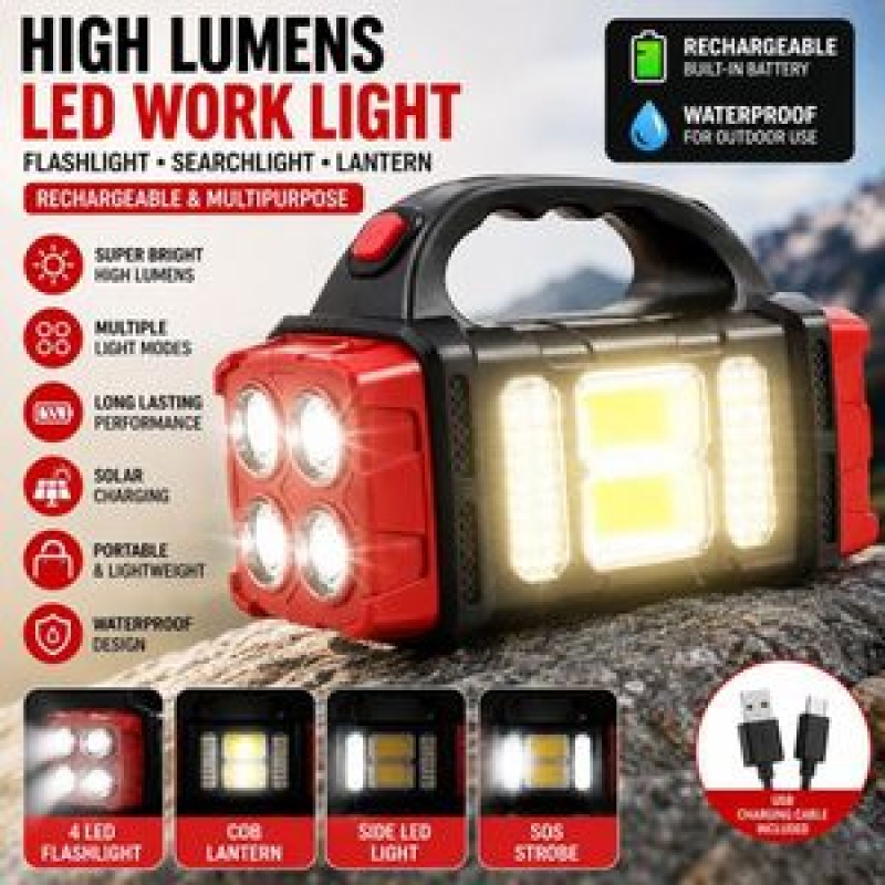 25W High Power COB Solar Searchlight USB Rechargeable Emergency Light HB-2678