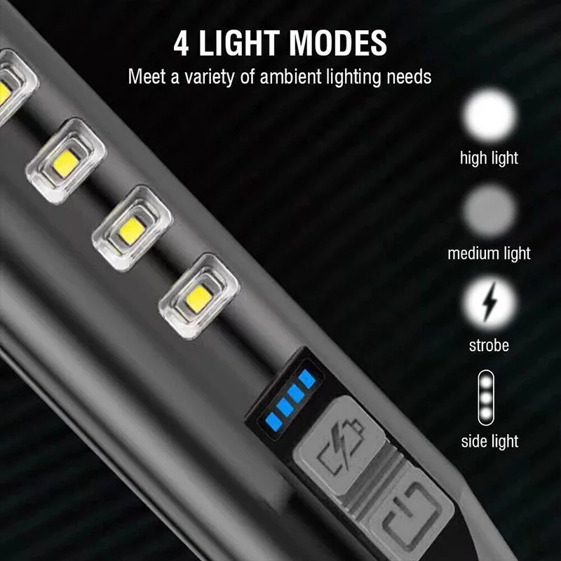 High Power Rechargeable LED Flashlight with COB Light | Lightweight ABS Body USB Emergency Torch EBW2032