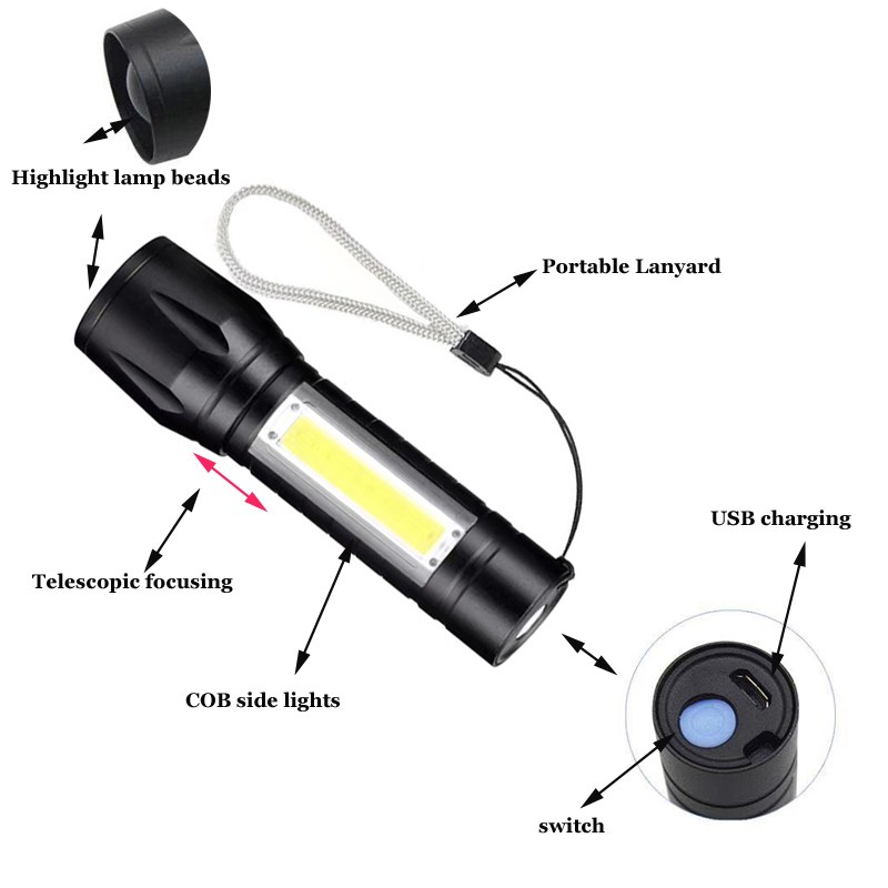 Geepas GP-009 Rechargeable LED Flashlight Torch – Portable Emergency & Outdoor Light