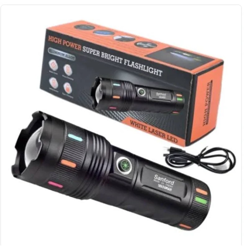 High Power Rechargeable LED Flashlight | 5 Modes Type-C Charging Torch Light