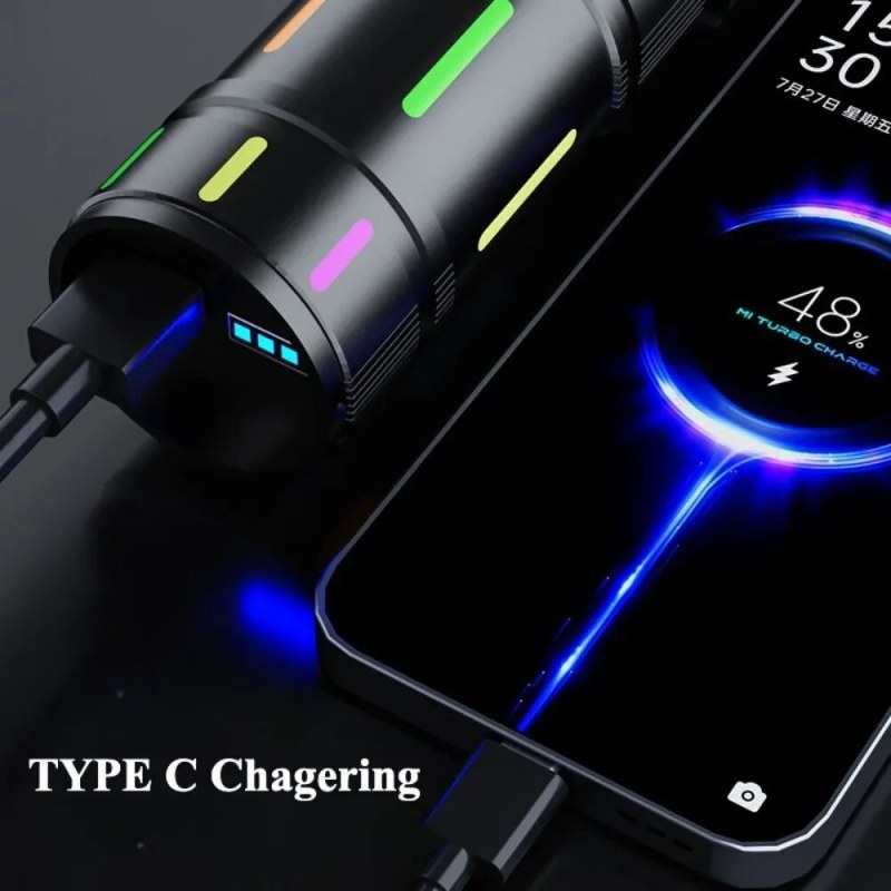 High Power Rechargeable LED Flashlight | 5 Modes Type-C Charging Torch Light