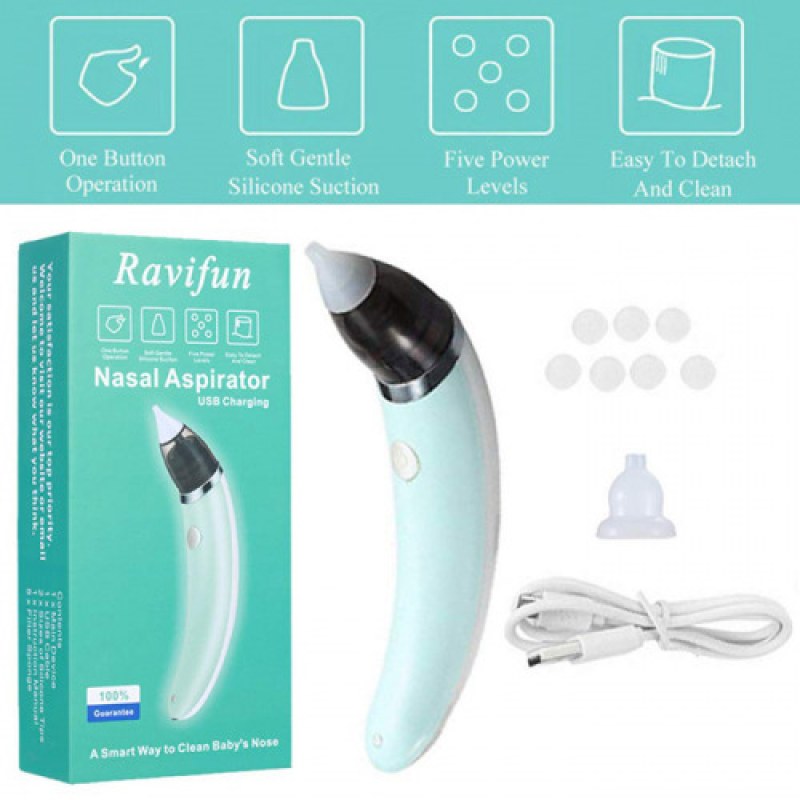 Electric Baby Nasal Aspirator | USB Rechargeable Nose Cleaner with 5 Suction Levels for Newborns & Kids