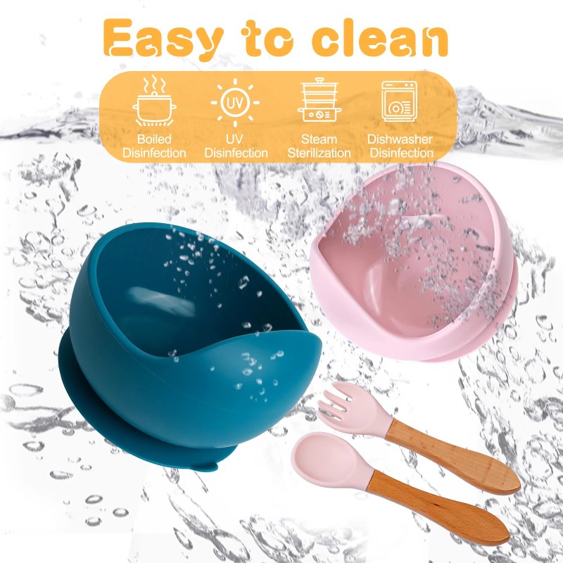 3-Piece Silicone Baby Feeding Bowl Set – Suction Bowl with Spoon for Kids & Toddlers