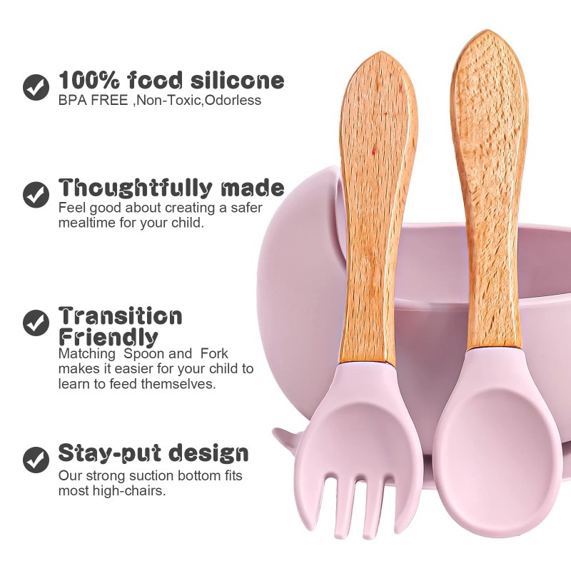 3-Piece Silicone Baby Feeding Bowl Set – Suction Bowl with Spoon for Kids & Toddlers