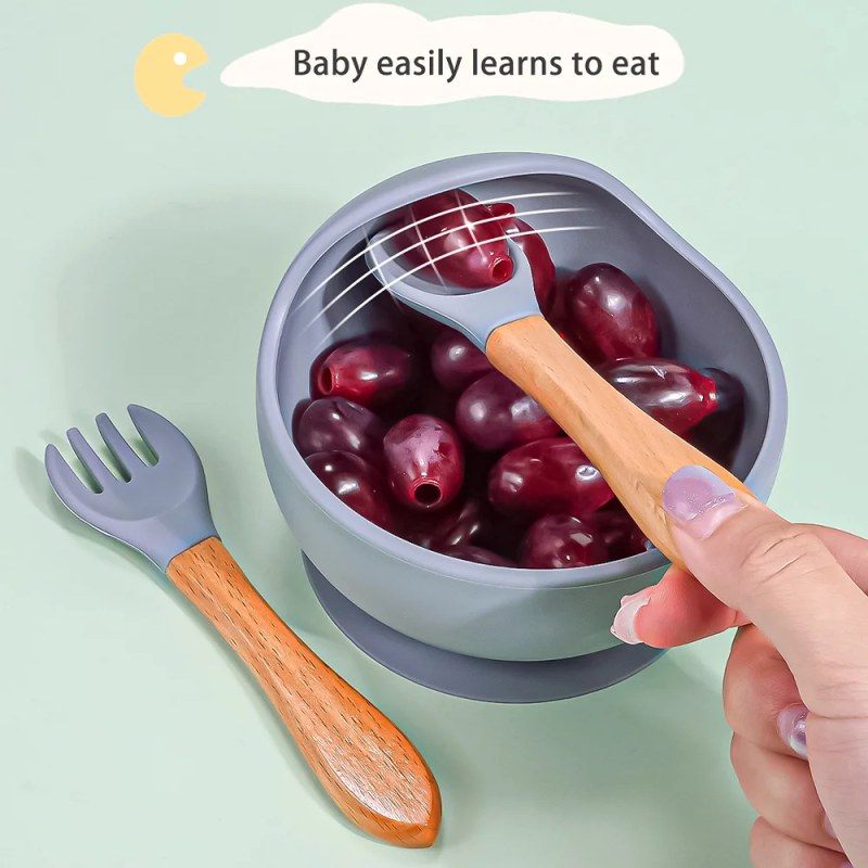 3-Piece Silicone Baby Feeding Bowl Set – Suction Bowl with Spoon for Kids & Toddlers