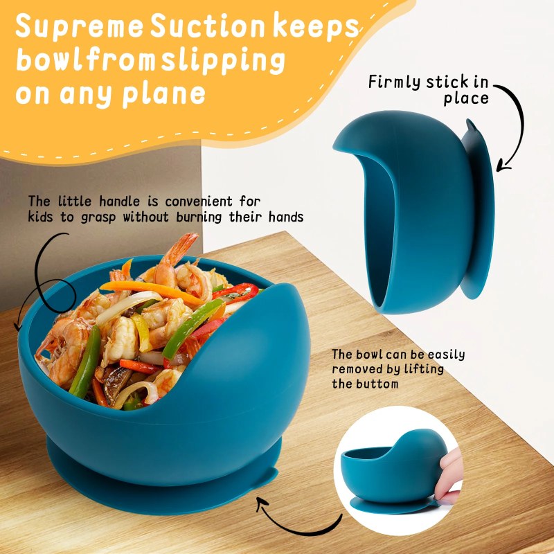3-Piece Silicone Baby Feeding Bowl Set – Suction Bowl with Spoon for Kids & Toddlers