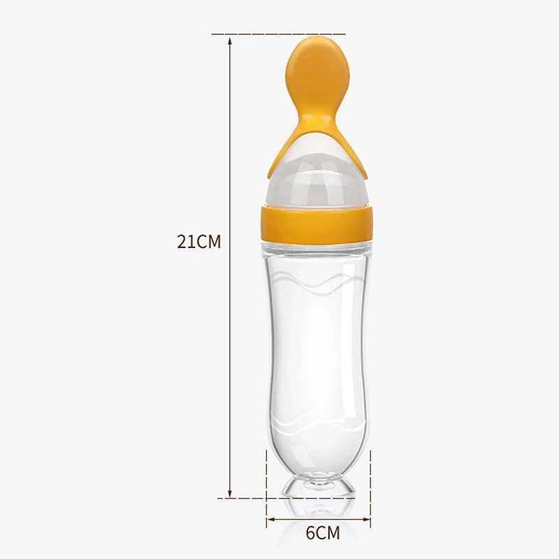 Baby Squeezing Feeding Bottle with Silicone Spoon – Newborn Rice Cereal & Baby Food Feeding Trainer