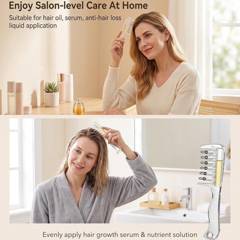 Portable Transparent Hair Root Comb Applicator | Scalp Massage Hair Oil & Serum Brush