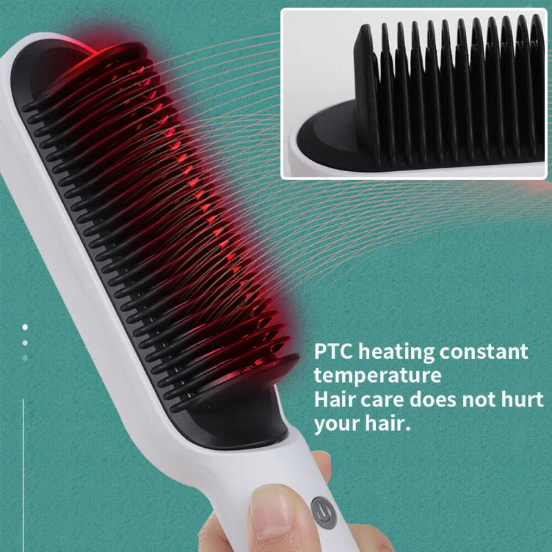 Professional Hot Comb Hair Straightener Brush | Anti-Scald Ceramic Heated Styling Comb