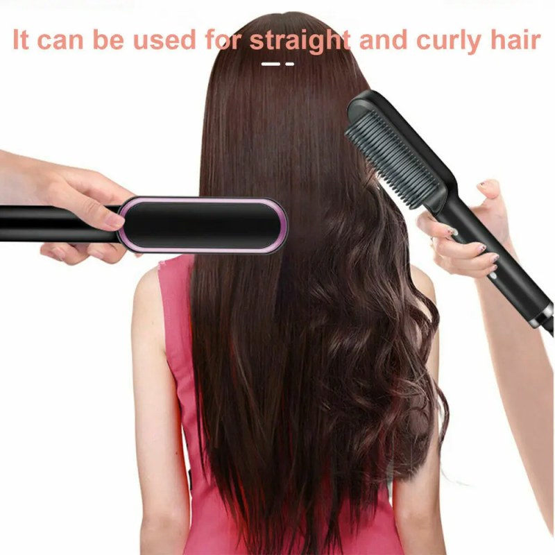 Professional Hot Comb Hair Straightener Brush | Anti-Scald Ceramic Heated Styling Comb