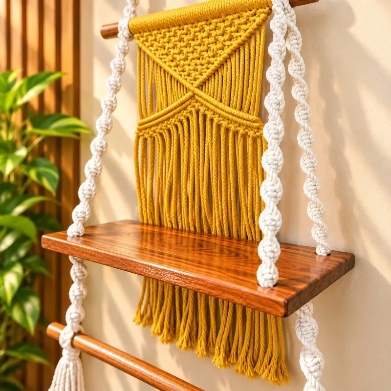 Handmade Macrame Wall Hanging Quran & Prayer Mat Organizer