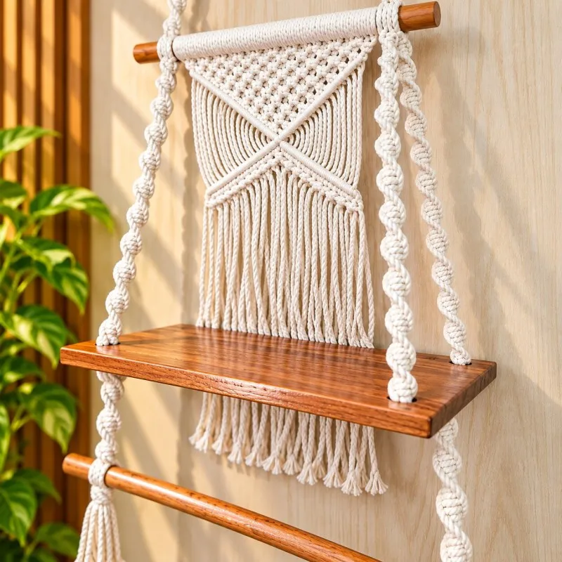 Handmade Macrame Wall Hanging Quran & Prayer Mat Organizer
